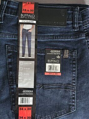 Buffalo Mens Jeans Jackson-x Straight Stretch extensible (Dark Wash, 34x30)